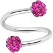 16 Gauge Fuchsia Ferido Crystal Ball Spiral Twister Ring