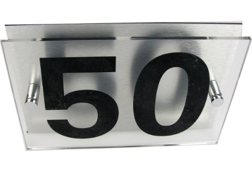  : House Number Sign/Plaque Brushed Aluminium & Acrylic