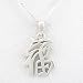 Asian GOOD LUCK Symbol Pendant in Sterling Silver on a 16" Box Chain, #8480