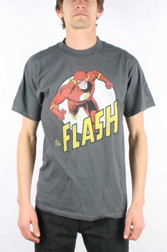  The Flash Run Flash Run Adult S/S T-shirt in Charcoal by DC Comics