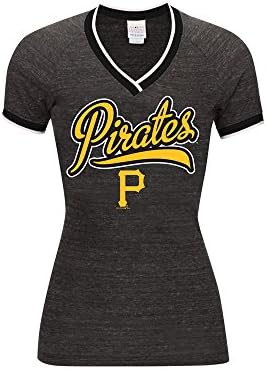 MLB Women's Tri-Blend Baby Jersey Raglan Short Sleeve V-Neck Tee