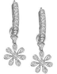 14k White Gold 0.33 Ctw Dangle Flower Diamond Earrings