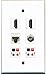 RiteAV - 2 HDMI 1 Port Coax Cable TV- F-Type 1 Port Cat5e Ethernet 2 Port Speaker Wall Plate - White