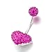Pugster Belly Button Ring Bling Pink Swarovski Crystal Heart Body Jewelry