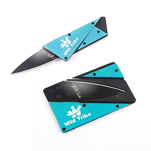 Wild Tribe Credit Card Sized Folding Knife, with Steel Shell, with Black Blade Wild Tribe Credit Card Sized Folding Knife, with Steel Shell, with Black Blade