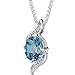 PEORA London Blue Topaz Open Swirl Pendant Necklace for Women 925 Sterling Silver, Natural Gemstone, 1.50 Carats Oval Cut 8x6mm, with 18 inch Chain, December Birthstone Necklace, Blue Stone Necklace