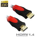 Image of GTMax High Speed GOLD-PLATED HDMI Cable Version 1.4 Supports 4096×2160p Resolution - (6 Feet, Black/Red)