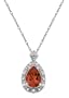 10k White Gold, January Birthstone, Garnet and Diamond Pear Shaped Pendant