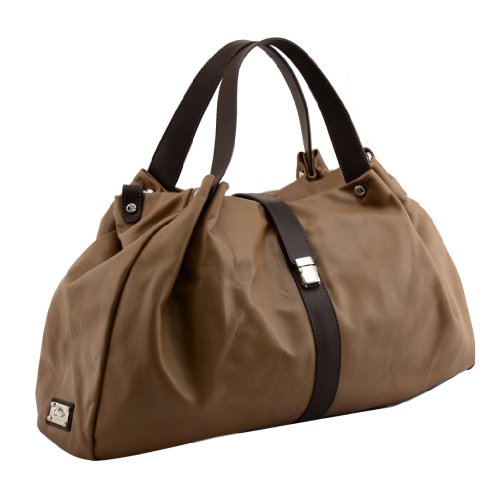 Jenrigo JE 6040MOUS TECI Made in Italy Leather Taupe/Brown Shoulder Bag