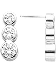 14K White Gold Three-Stone Diamond Earrings - 2.00 Ct. Total Weight -- LIFETIME WARRANTY