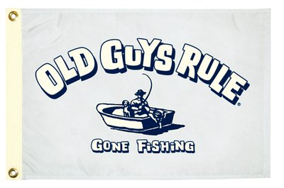 Old Guys Rule, Gone Fishing, NYLON FLAG 12X18