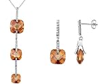 Sterling Silver Earrings Citrine Cubic Zirconia (CZ) and Pendant Set