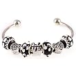 Black Tie for Pandora Style Beads on Sterling Silver Plated Twist End Bangle (1)