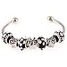 Black Tie for Pandora Style Beads on Sterling Silver Plated Twist End Bangle (1)