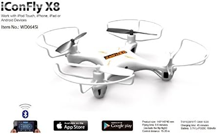 4-propellers RC Quadcopter Drone X8 Blutooth controlled by Smartphone &amp; Compatible with iOS/Apple and Android devices