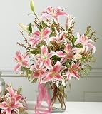Same Day Flower Delivery Vase Arrangement with Lilies