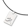 Polished Stainless Steel Running Necklace on 18 Inch Leather Cord