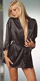 Reversible Black / Pink Satin Bath Robe