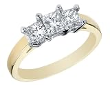 Diamond Engagement Anniversary Three Stone Ring 1 Carat (ctw) Princess Cut in 14K Yellow Gold
