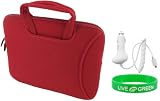Non-OEM Amazon Kindle DX 9.7 Tote Neorpene Sleeve Case with Home Wall Charger - Red