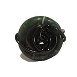 Moss Agate Ring 03 Wire Wrapped Gemstone Button Black Green Crystal Healing Stone Size 6