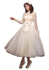 Modest Cocktail Polyester Lace Evening Dress/Bridesmaid Dress/Wedding Party Dress 