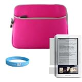 Fuschisa Magenta Protector Carrying Bag for Nook E Reader + Clear Screen Protector + Wisdom * Courage Wristband