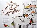 Revere Chef's Supreme 9-Piece Copper Bottom Pan Set, Stainless Steel