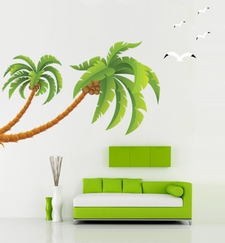 Leisure4U Giant Green Palm Trees with Seagulls Large Home Decoration Nursery Wall Decor Sticker Decal Removable Vinyl Name Wall Art Decal