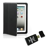 YOOBAO Black Genuine Leather Slim Case Portfolio Case For Apple iPad 2 w/ AGPtek USB ALL in one card reader