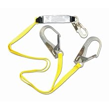 Guardian Fall Protection 01218 4-Foot Double Leg Shock Absorbing Lanyard with Rebar Hook End