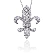 10K White Gold 0.15 ct. Diamond ''Fleur-De-Lis'' Pendant with Chain