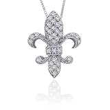 14K White Gold 3/8 ct. Diamond ''Fleur-De-Lis'' Pendant with Chain