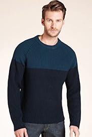 Autograph Crew Neck Colour Block Ribbed Jumper