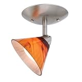 Lighting Fixtures item: Milano - Semi Flush Mount Ceiling Spot Light - Brushed Nickel - Amber Honey Ripple Glass - B2438