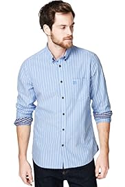XXXL Blue Harbour Pure Cotton Striped Oxford Shirt