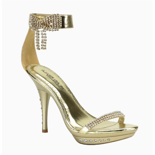 Womens Strappy Shoe High Heel 4 1 4 Inch Sexy Rhinestone Platform Ankle Strap Bow High Heel Gold
