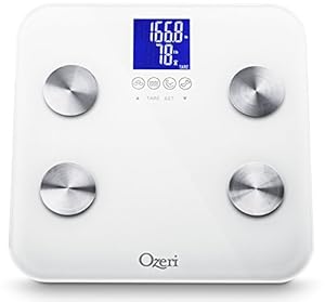Ozeri Touch 440 lbs Total Body Bath Scale - Measures Weight, Fat, Muscle, Bone & Hydration with Auto Recognition and Infant Tare Technology