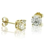 14k Yellow Gold Round Brilliant Cut Diamond Stud Earrings (GH, I, 0.50 carat)