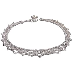 Gift for Girlfriend Silver Jewelry Ankle Bracelet Pairs 10.25 inches (sanklt074)