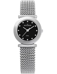 Skagen Black Dial Stainless Steel Expansion Band Ladies Watch 107SSSB2