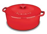 Cuisinart Chef's Classic Enameled Cast Iron 7-Quart Round Covered Casserole, Red