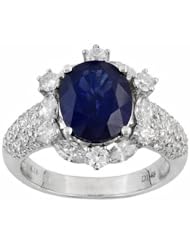 18K White Gold Sapphire and Diamond Ring -- LIFETIME WARRANTY