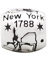De Buman Sterling Silver Us 50 State New York Bead,hole 5mm