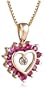 18k Yellow Gold Plated Sterling Silver Ruby and Diamond Accent Heart Pendant Necklace, 16"