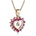 18k Yellow Gold Plated Sterling Silver Ruby and Diamond Accent Heart Pendant Necklace, 16"