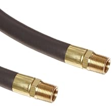 Goodyear EP Wingfoot Black Nitrile Rubber Air Hose Assembly, 1/2" Brass NPT Male Connection, 300 PSI Maximum Pressure, 24" Length, 1/2" ID