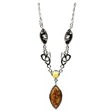 Sterling Silver Multi-Color Amber Celtic Necklace