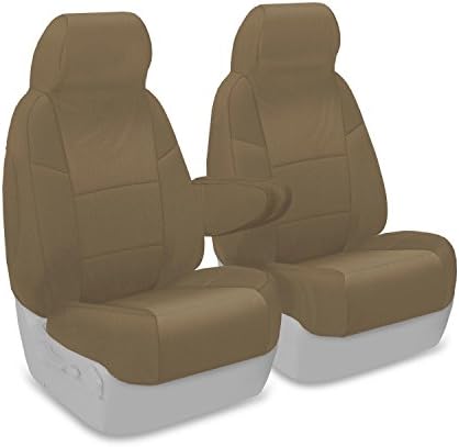 Coverking Custom Fit Front 50/50 High Back Bucket Seat Cover for Select Ford F-Series Models - Polycotton Drill (Cashmere)