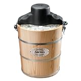 Aroma AIC-204EM 4-Quart Wood-Barrel Ice-Cream Maker, Natural Wood by Aroma